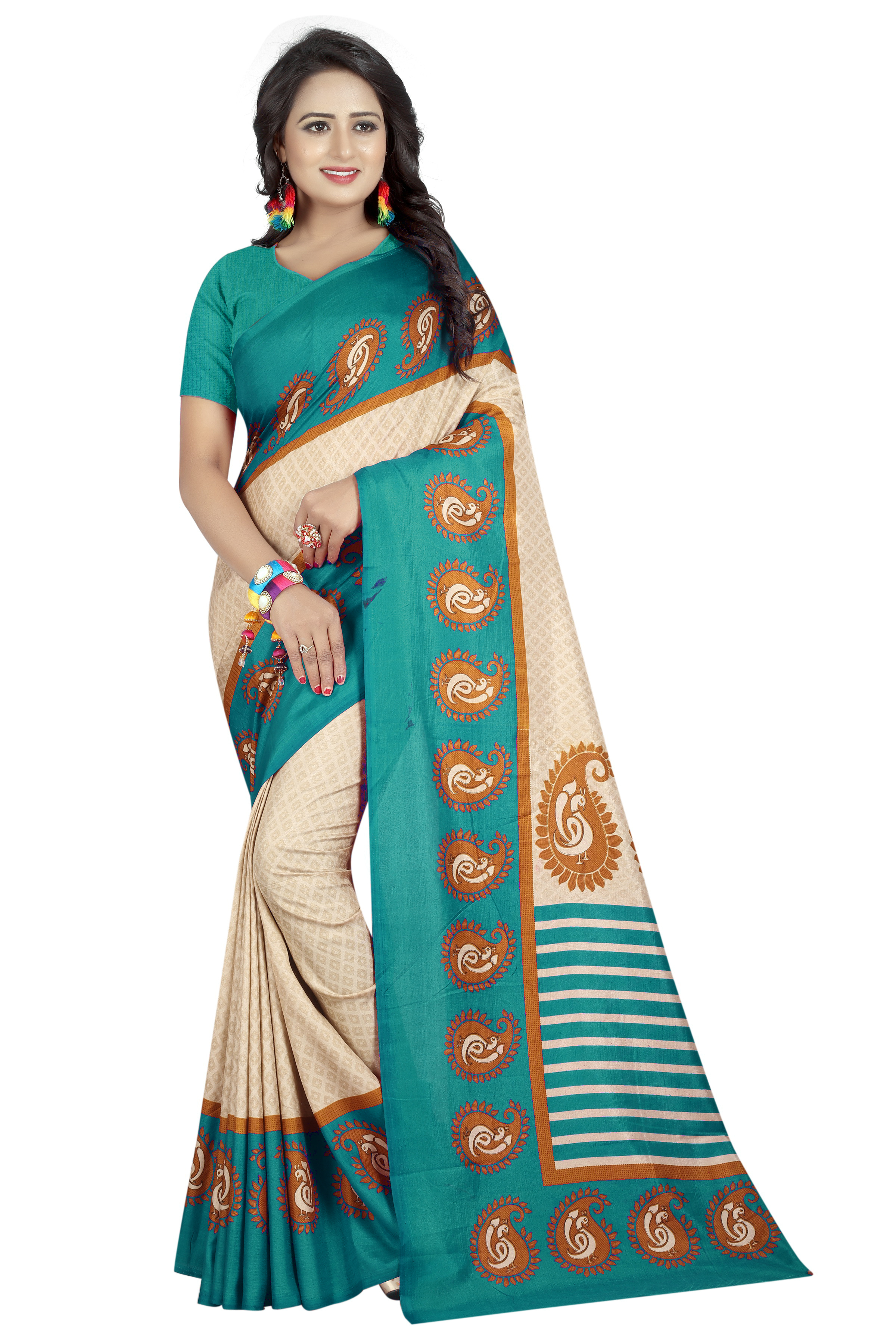 Maalgudi Silk Saree - Art Silk, Length: 5.5 Mtr, Blouse Length: 0.8 Mtr | Multy-color, Printed Pattern, Suitable For All Seasons