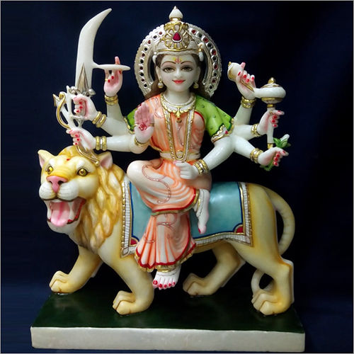 Sculpture White Marble Durga Mata Statue