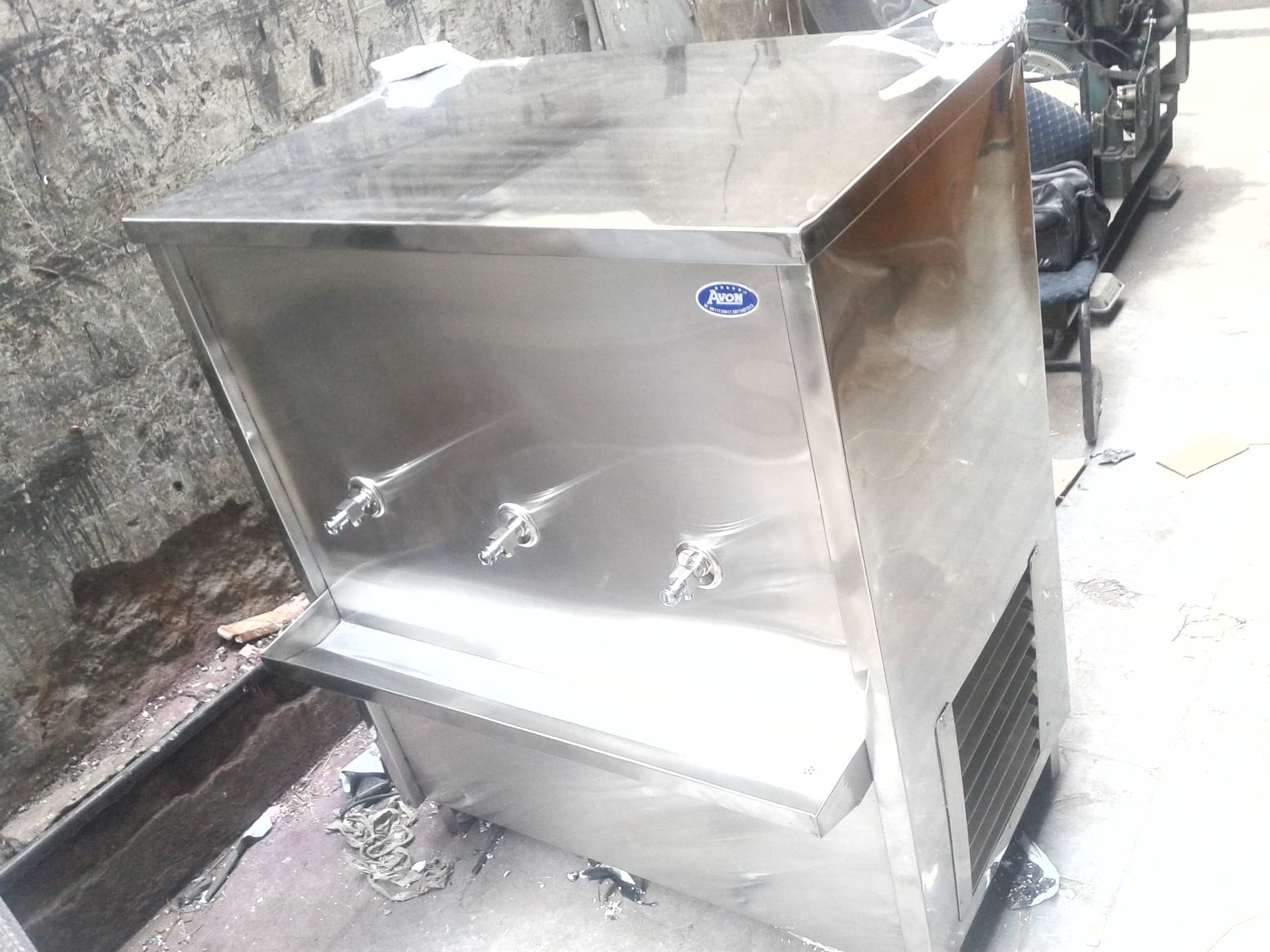 Stainless Steel Water Cooler - 24x20x50 Inch, 40 Litre Cooling & 100 Litre Storage Capacity, Silver Finish