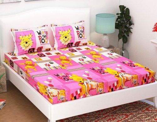 Avnoor 100% Pure Casement Cotton Double Bed Sheet With 2 Zip Pillow Cover Length: 90 Inch (In)