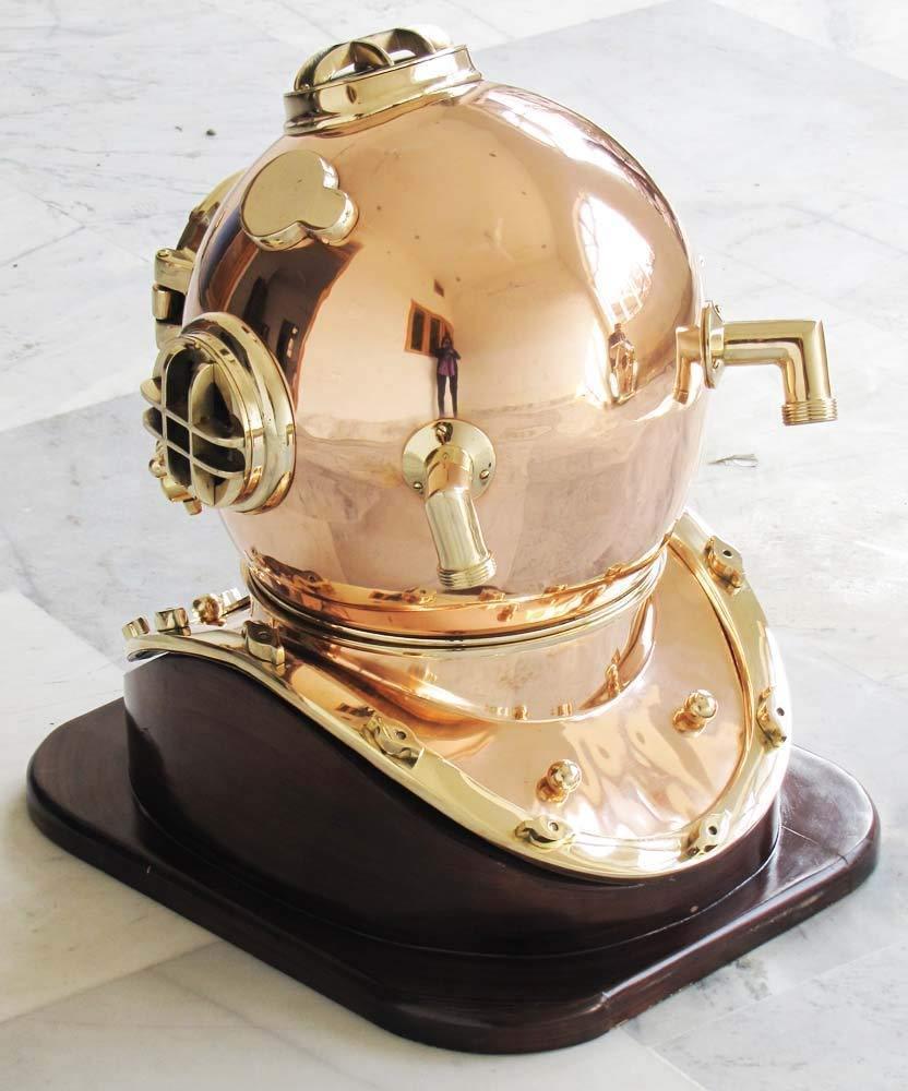 Nautical Solid Shiny Brass & Copper Divers Diving Helmet Us Navy