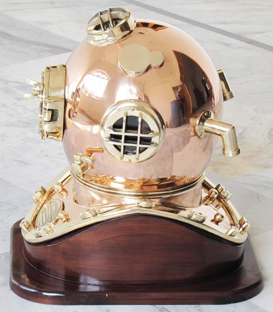 Nautical Solid Shiny Brass & Copper Divers Diving Helmet Us Navy