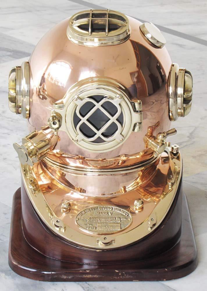 Nautical Solid Shiny Brass & Copper Divers Diving Helmet Us Navy