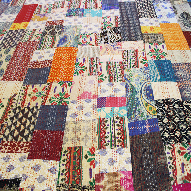 Multi Color Silk Patch Work Kantha Quilts