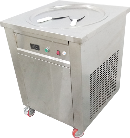 Ice Cream Roll Machine - Stainless Steel, 20 Inch Pan Size , 60 Seconds Cooling Time, Defrost Feature, Includes Temperature Controller, Lockable Wheels