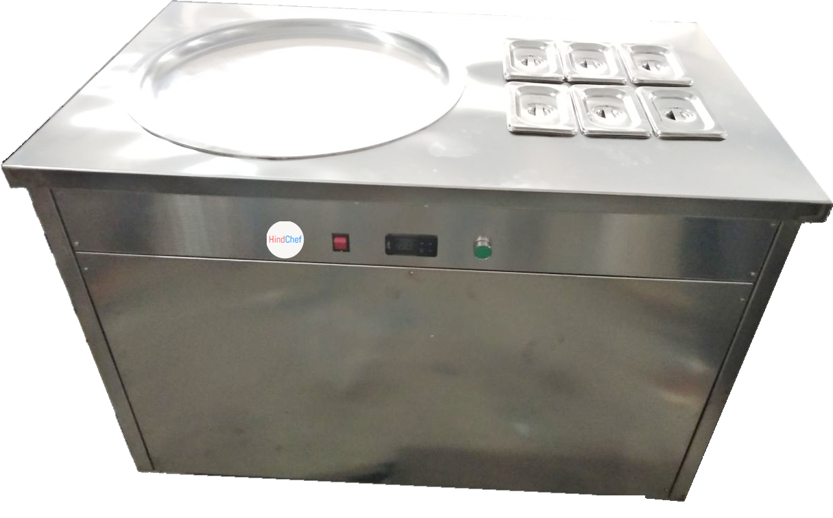 Ice Cream Roll Machine - Stainless Steel, 20 Inch Pan Size , 60 Seconds Cooling Time, Defrost Feature, Includes Temperature Controller, Lockable Wheels