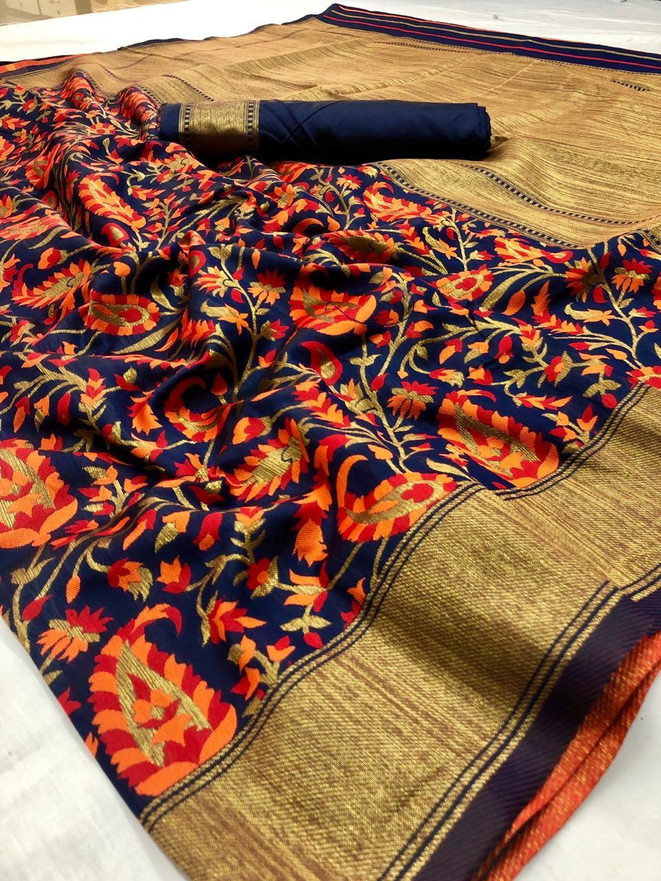 Designer Printed Sarees - Silk Fabric, 5.5 M Length, Royal Blue Color | Party Wear, Includes Blouse Piece, Elegant Printed Work