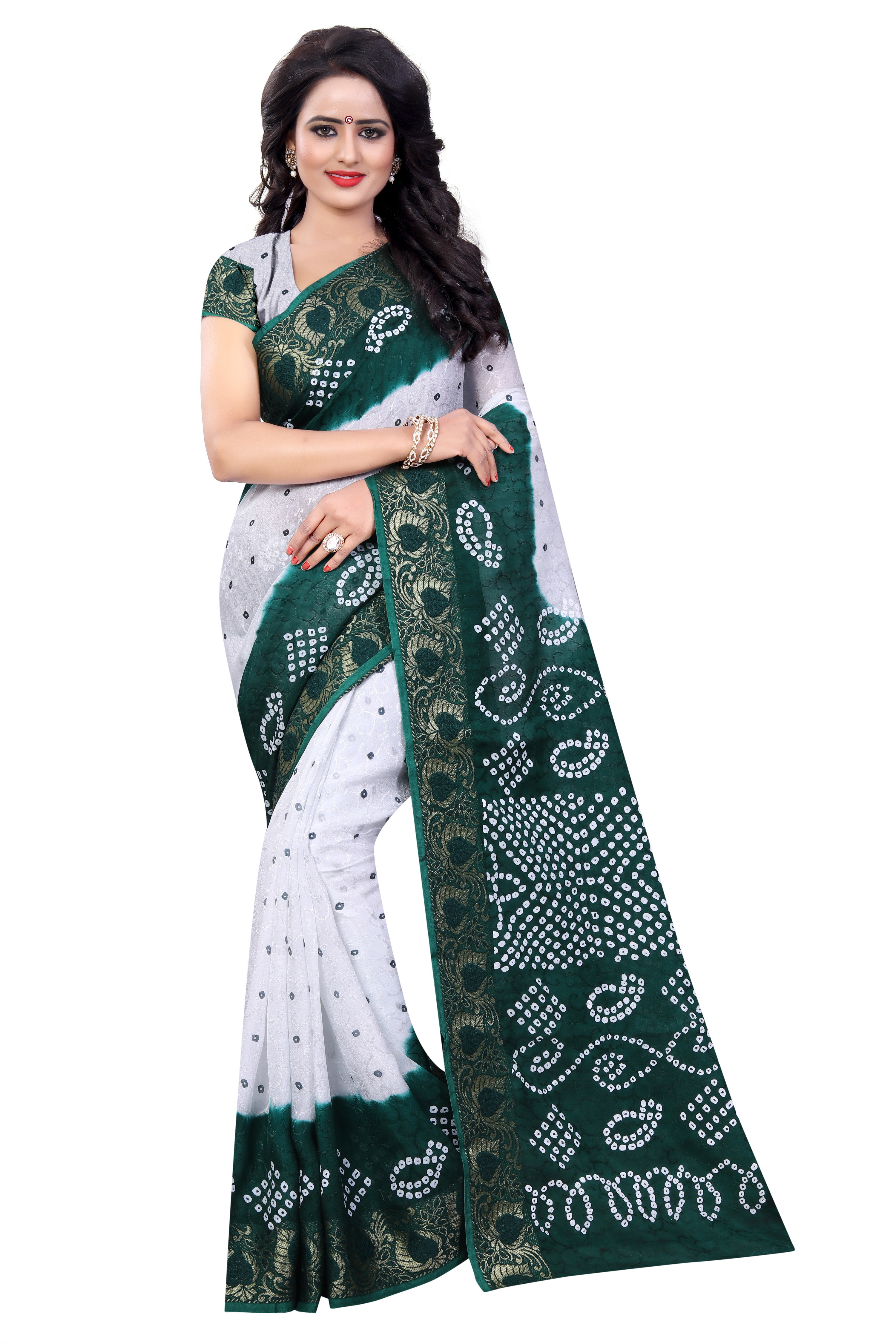 Blue Bandhani Printed Saree