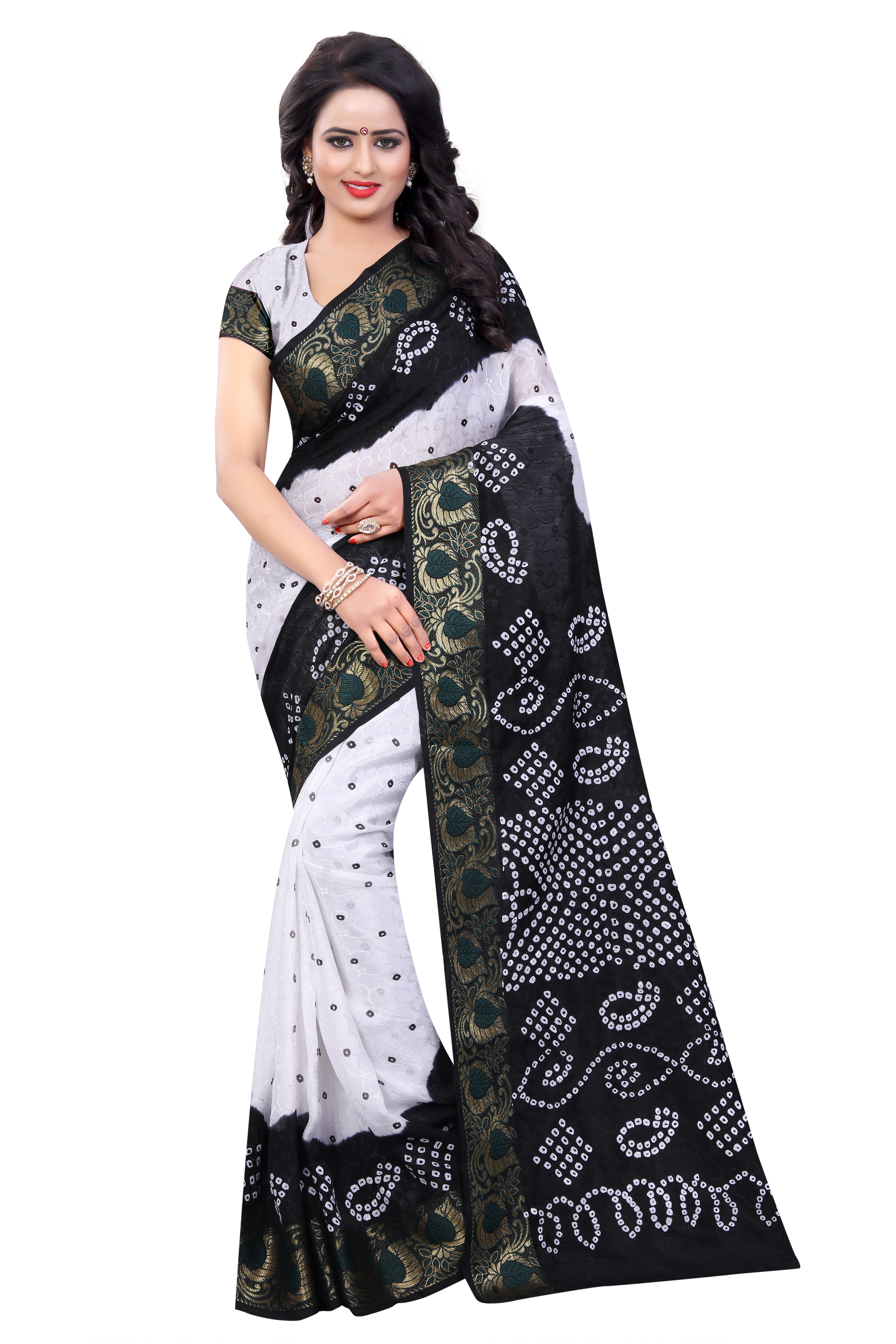 Blue Bandhani Printed Saree
