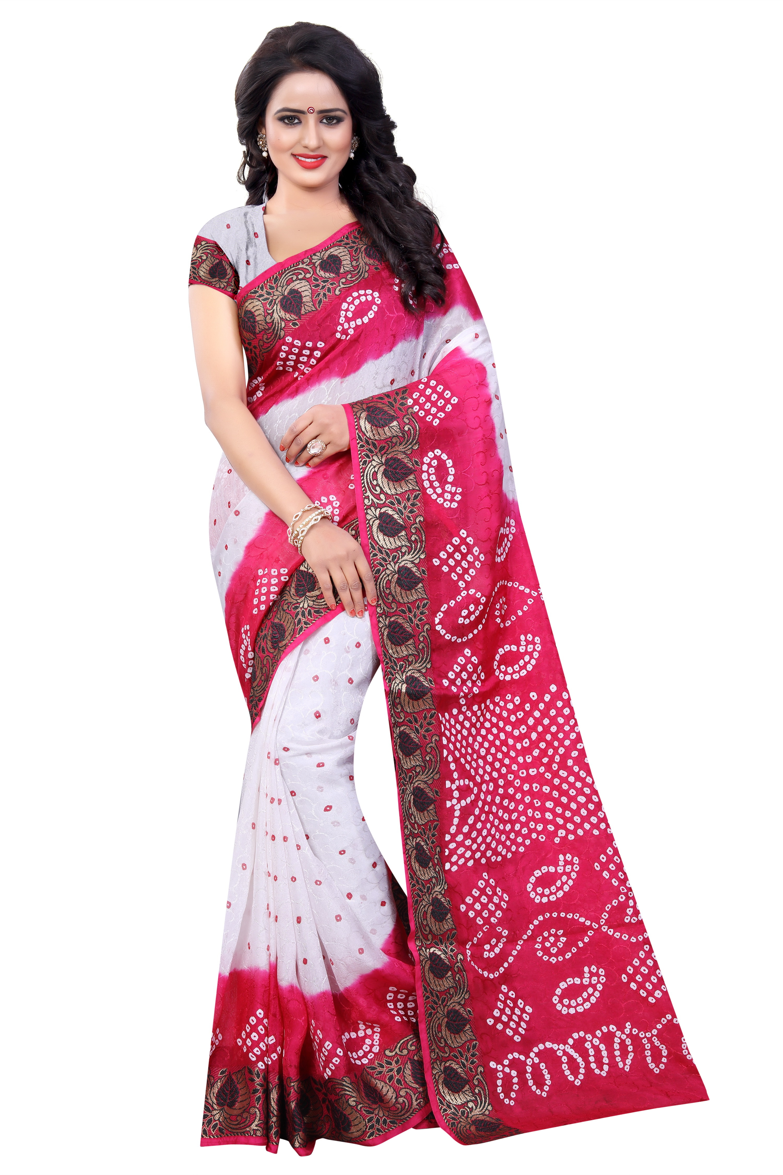 Blue Bandhani Printed Saree