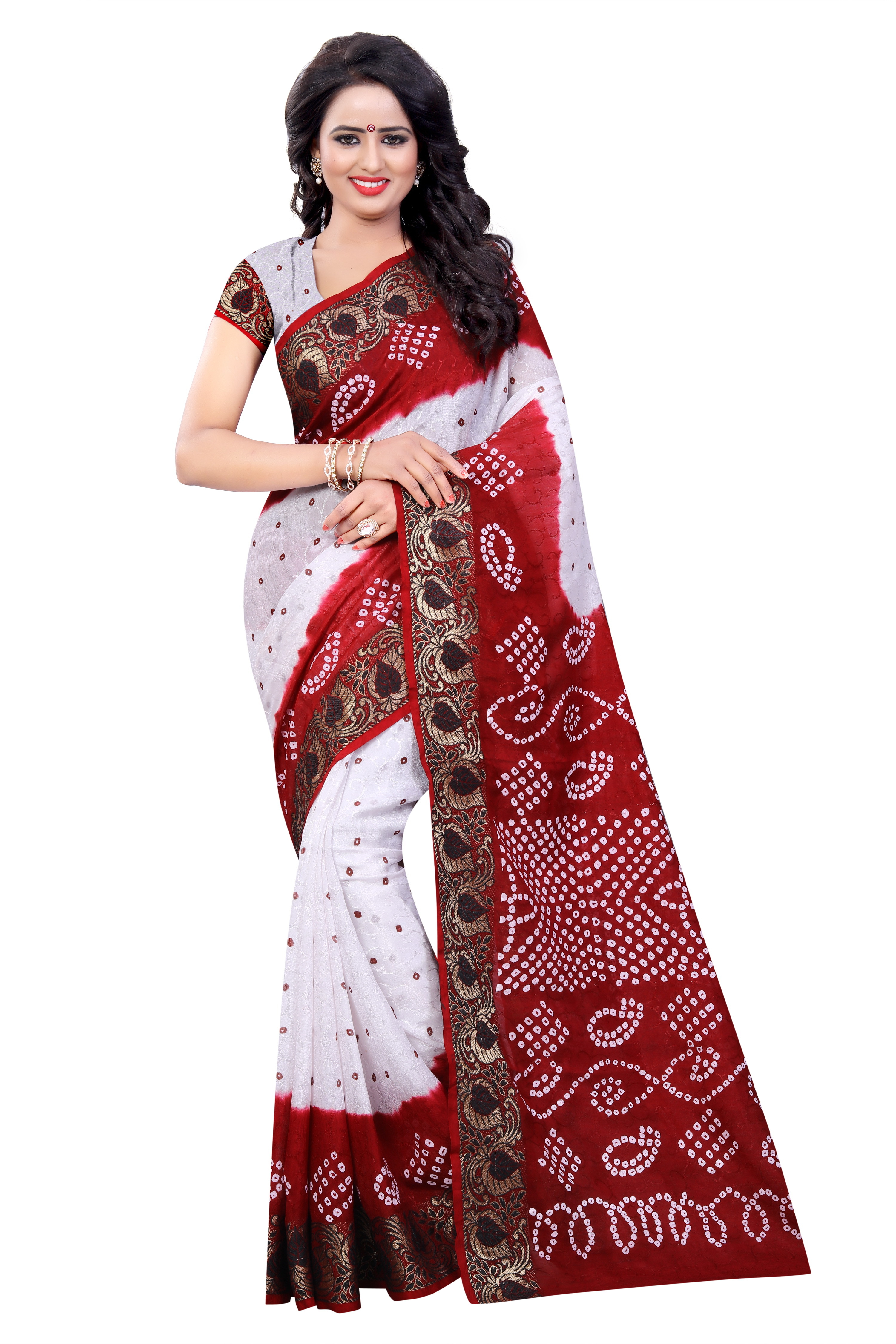 Blue Bandhani Printed Saree