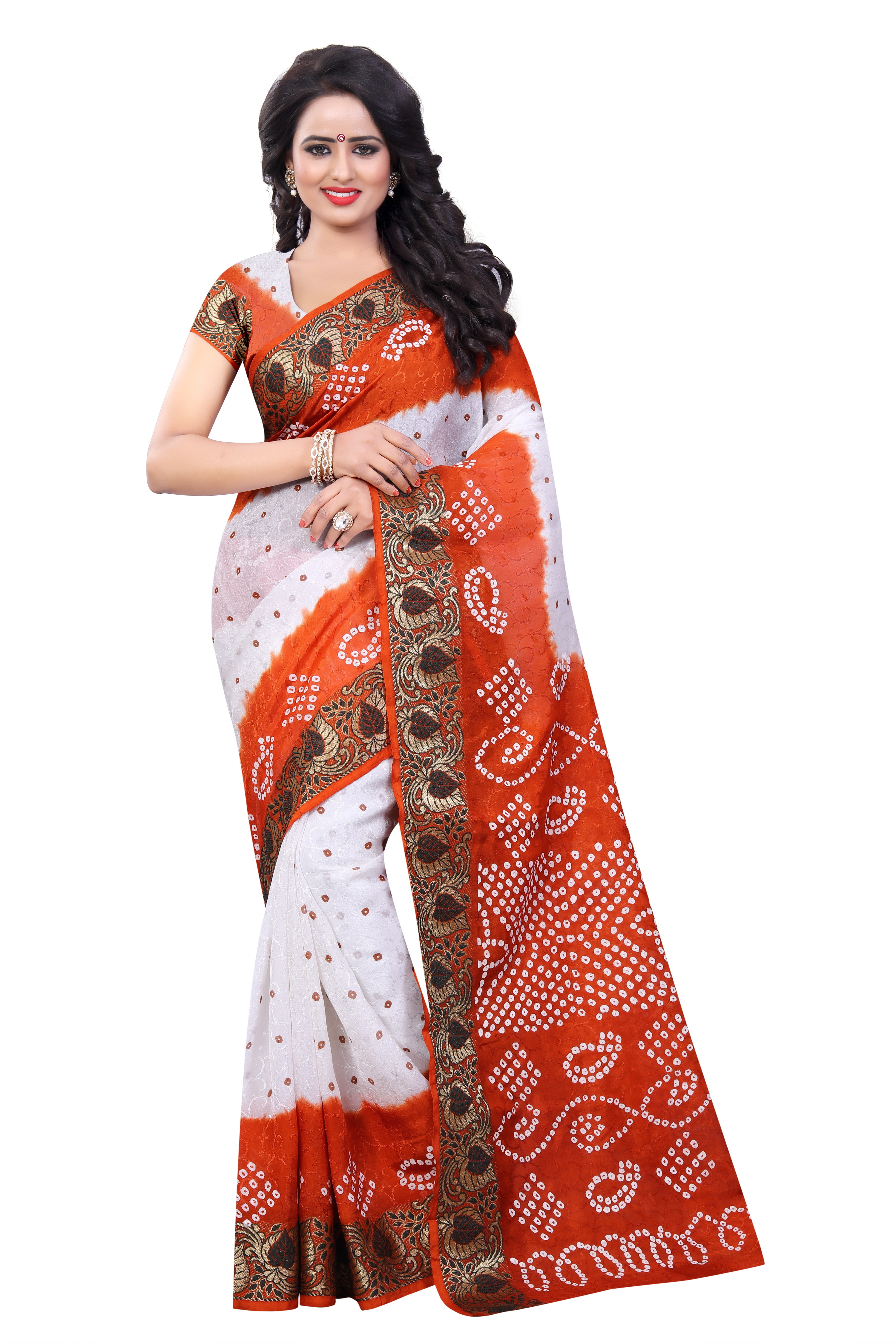 Blue Bandhani Printed Saree