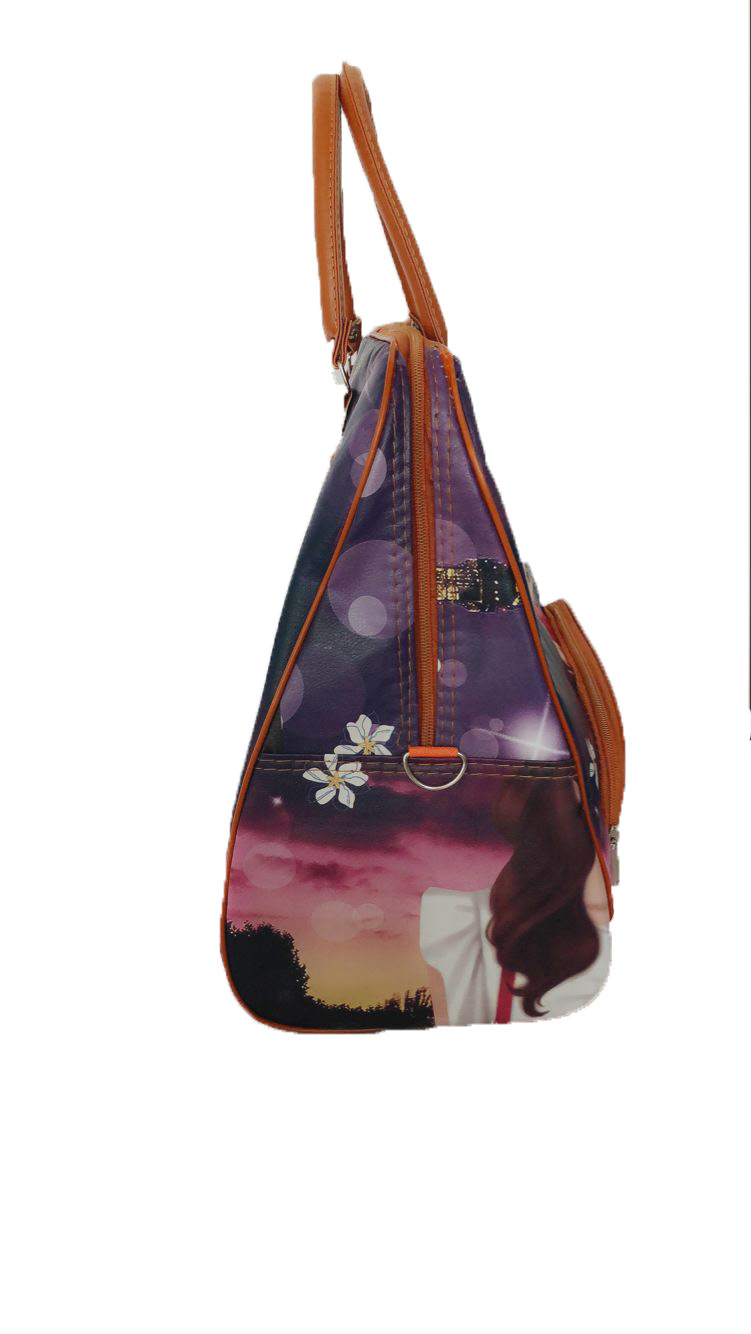 Purple And Blue Ladies Digital Printed Bag