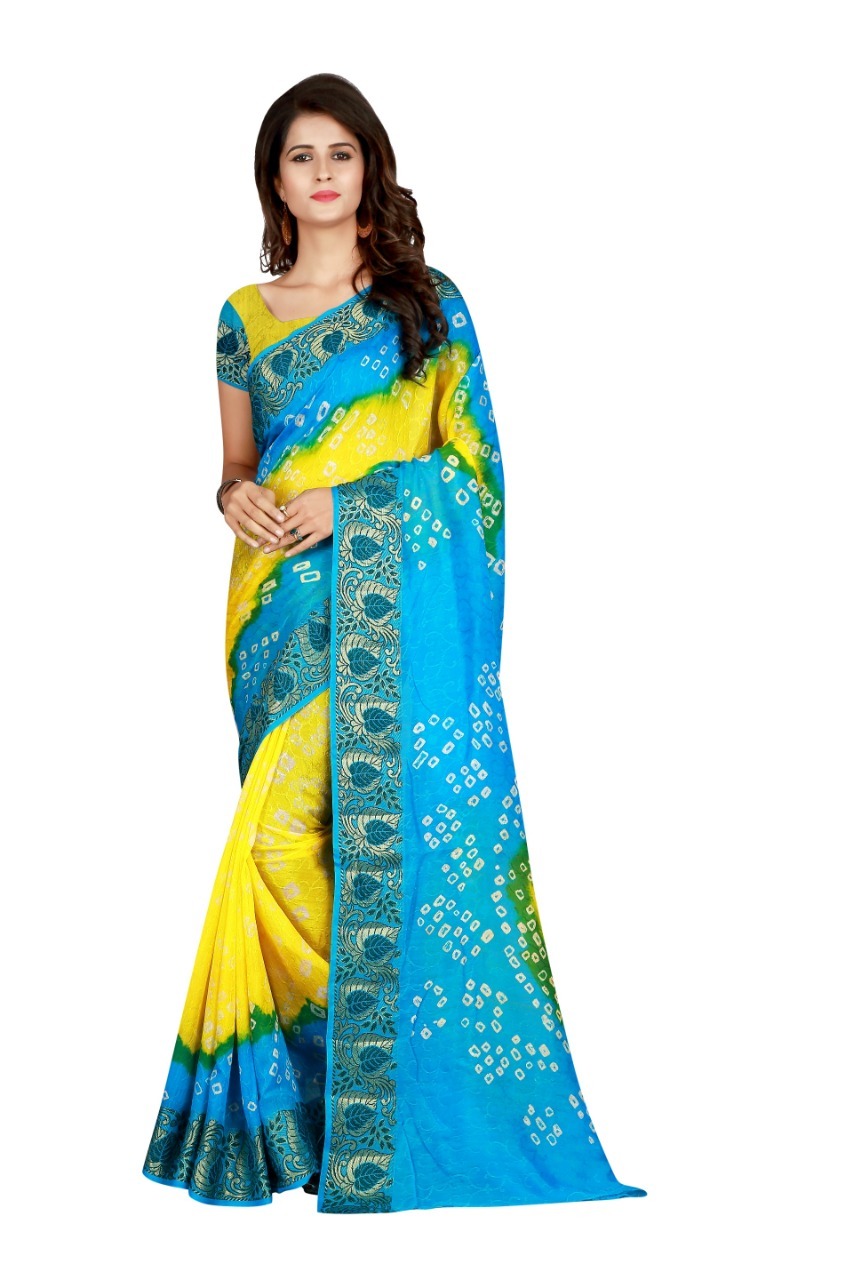 Blue Bandhani Printed Saree