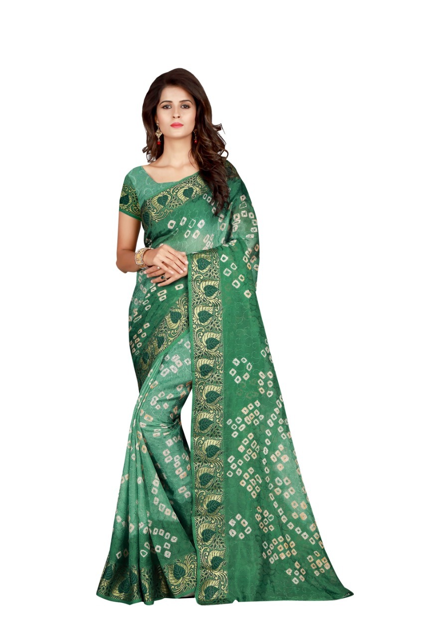 Blue Bandhani Printed Saree