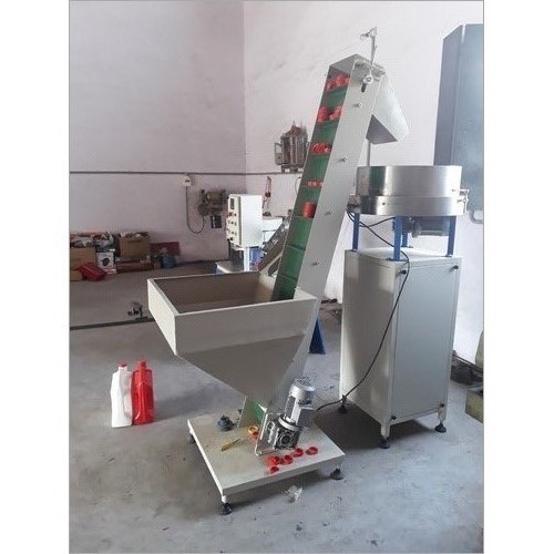 Cap Slitting Machine With Elevator - MS Powder Coated & SS Cladding, 12000 to 15000 Caps Per Hour Production Capacity, 3 HP Induction Motor, Auto Design Type, 350 kg Weight