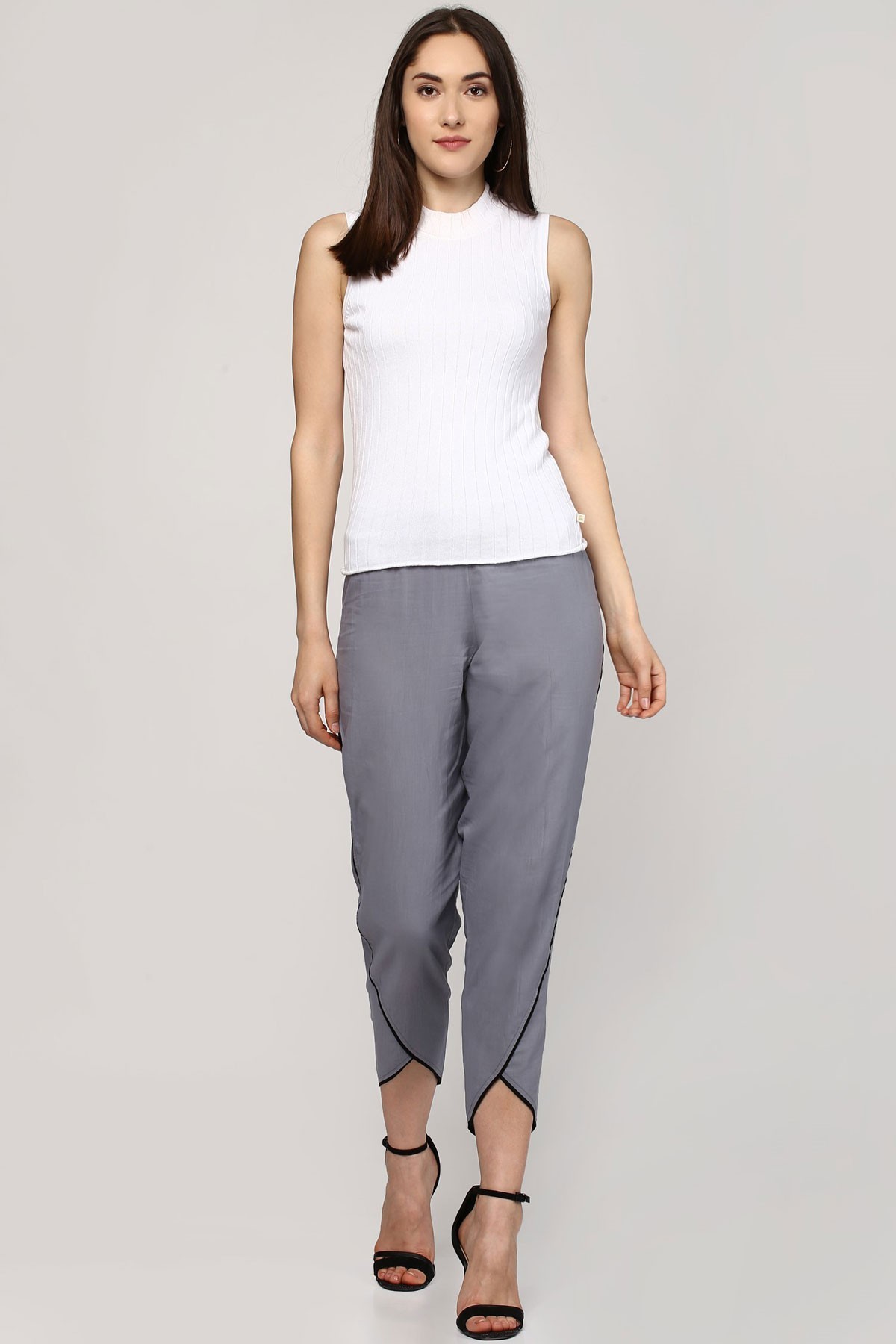 Grey Dhoti Pants - 100% Cotton, Standard Sizes Xs-xxl, Ankle Length, Solid Grey Color, Comfort Fit With Elastic Waist, Unlined Design For Casual Wear
