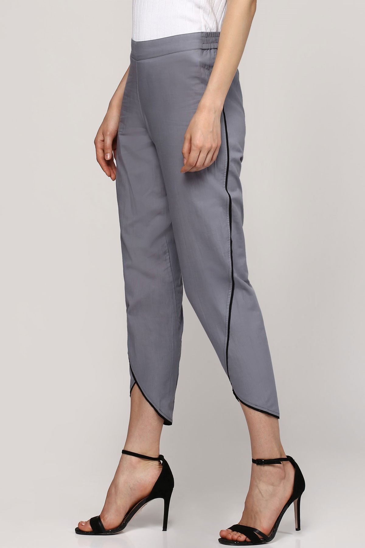 Grey Dhoti Pants - 100% Cotton, Standard Sizes Xs-xxl, Ankle Length, Solid Grey Color, Comfort Fit With Elastic Waist, Unlined Design For Casual Wear