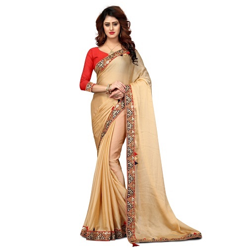 Blue Designer Chiffon Sarees With Lace