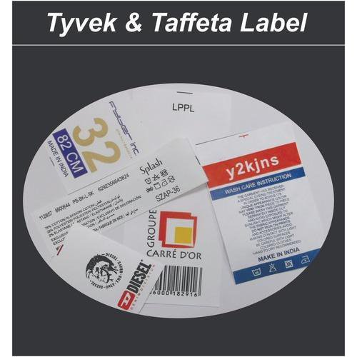 White Printed Tyvek And Taffeta Label