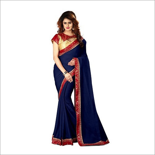 Blue New Women Wear Chiffon Saree