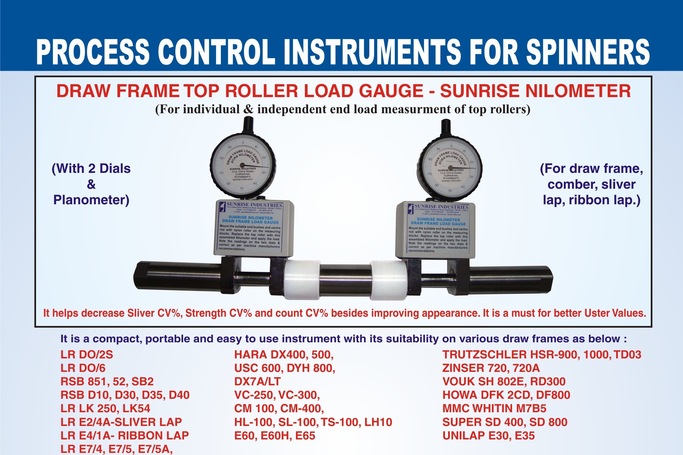 Top Arm Load Gauge - 30 Kg Capacity, 1 Kg Weight | Precision Measurement For Ring Frames And Speed Frames In Textile Industry