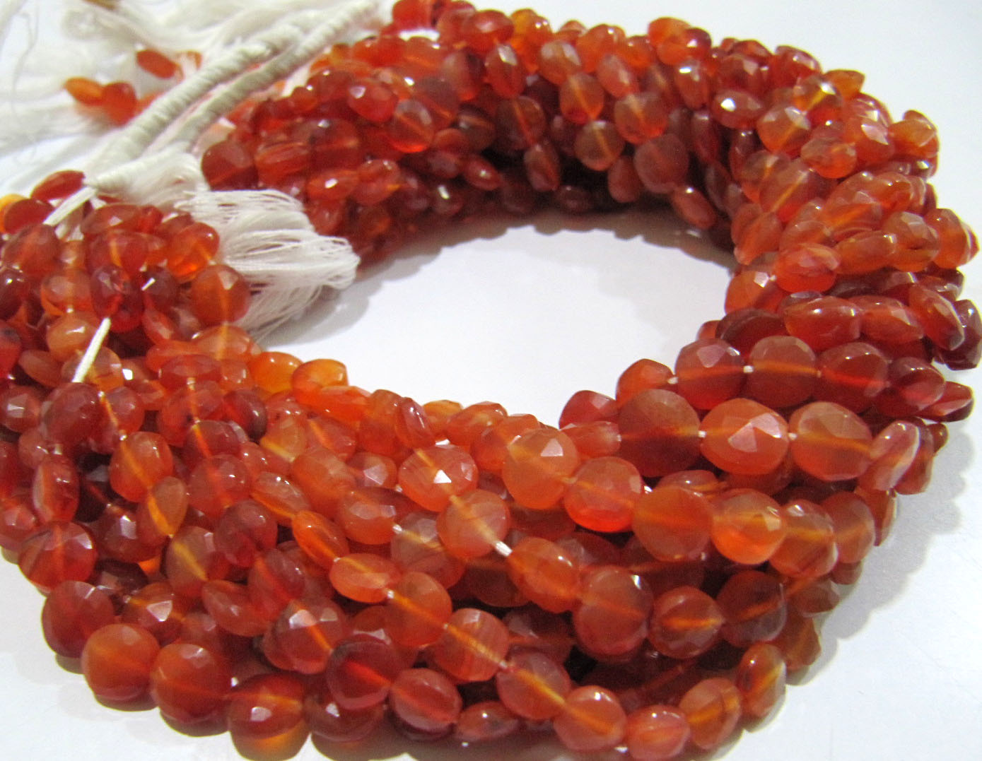 Sale Carnelian Coin Shape Faceted Beads Size 7mm Orange