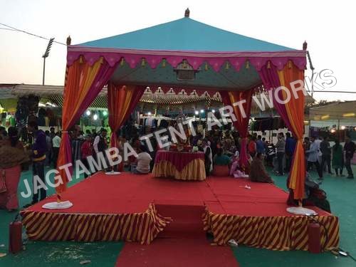 Indian Tent - Canvas Double Layered, 5+ Person Printed Iron Frame | Ideal for Weddings and Special Events