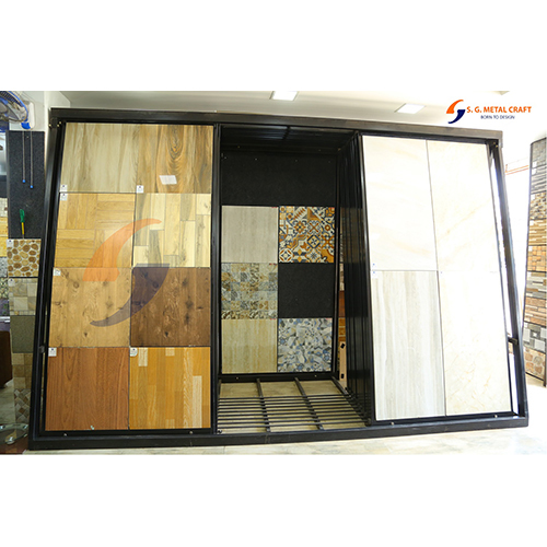 Vertical Floor Double Sliding Tiles Display Stand
