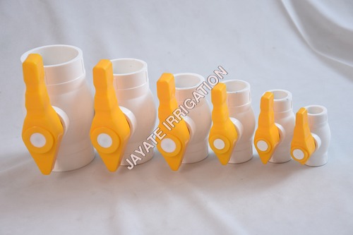 PVC Ball Valve - 1/2" to 2" Size, White Color | 100 PSI Pressure Rating, 140°F Temperature Rating, Threaded Connection, ASTM Standard