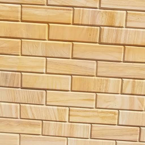 4x12 Inch Teak Wood Sandstone Brick Tile - Brick Material, Textured Finish, Browns/Tans Color | Polished, Acid-Resistant, Easy to Clean