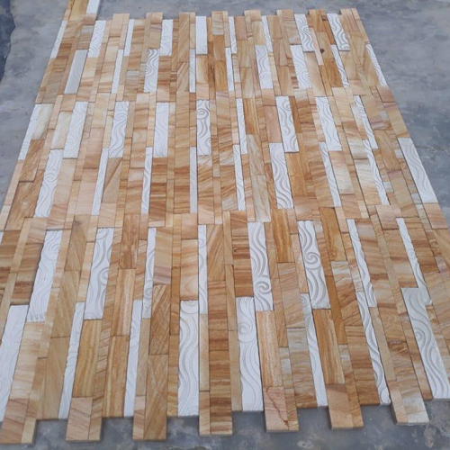 Mixx Sandstone Wall Cladding Tile - Sandstone, Various Dimensions, Textured Finish, Brown/Tan & White Colors | Stain, Scratch & Crack Proof, Easy to Clean