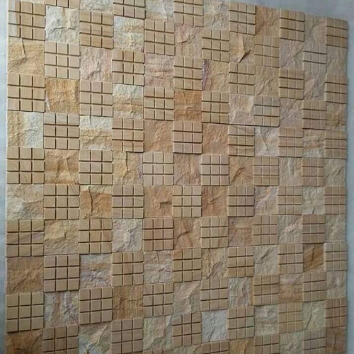 Teak Wood Mosaics - 10-15 mm Tile | Polished Artificial Granite and Sandstone Surface