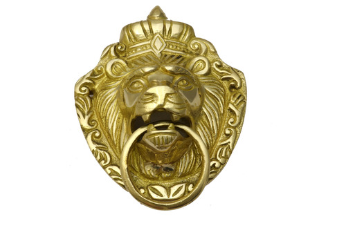 Brass Bass Lion Design Door Knocker  & Vehicle Emblem. Home & Bike Decoration.