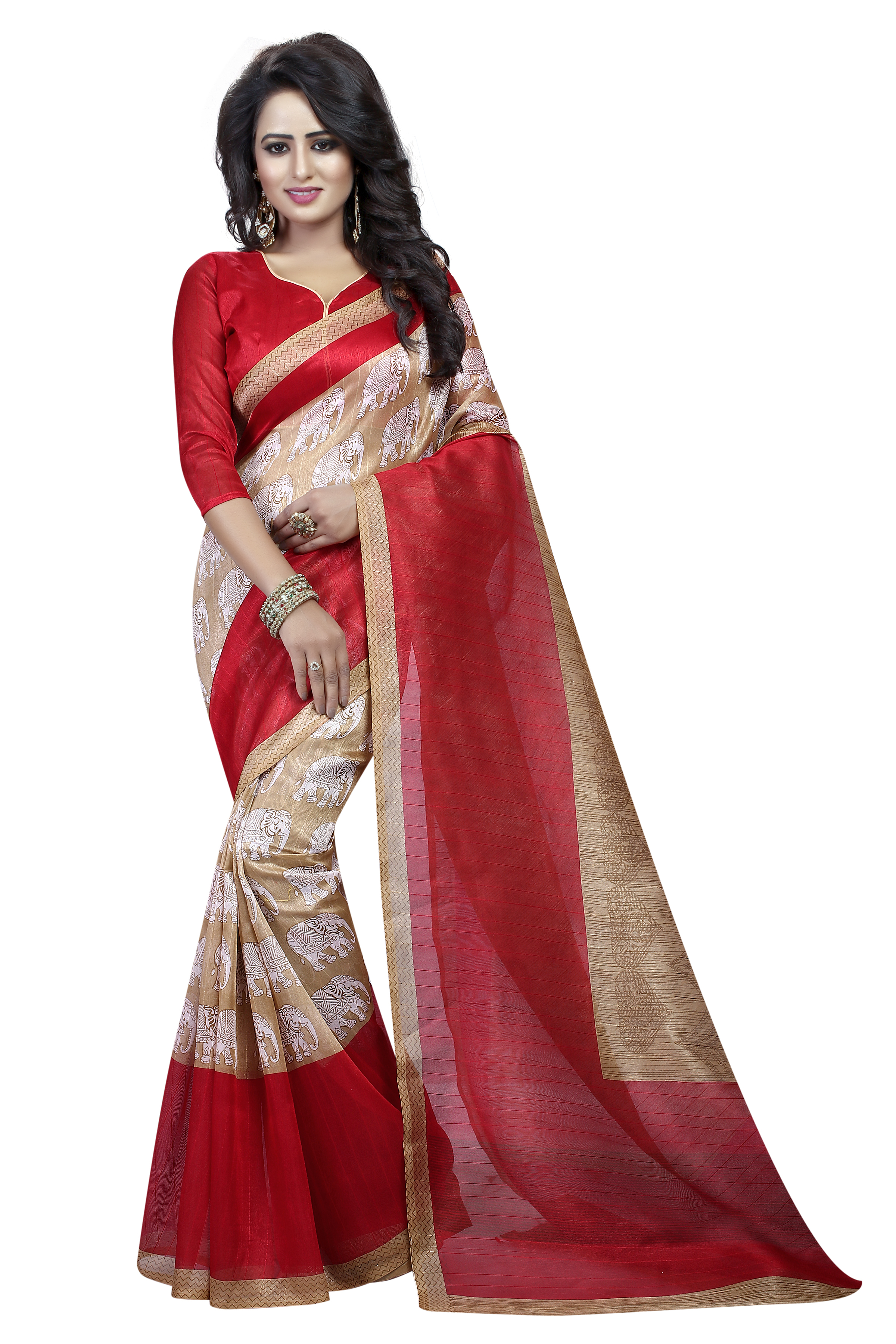 Silk Saree - Art Silk Material | Multi-colored Printed Pattern, 5.5 Mtr Length, 0.8 Mtr Blouse Length, Suitable For All Seasons