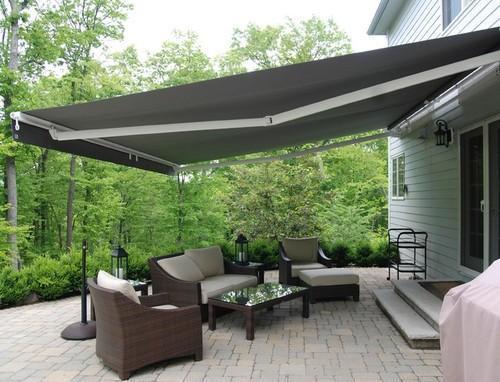 Retractable Awnings - Aluminum Frame, Customizable Dimensions, Red Acrylic Fabric | Manual Retraction, Wall-mounted Installation, 1 Year Warranty