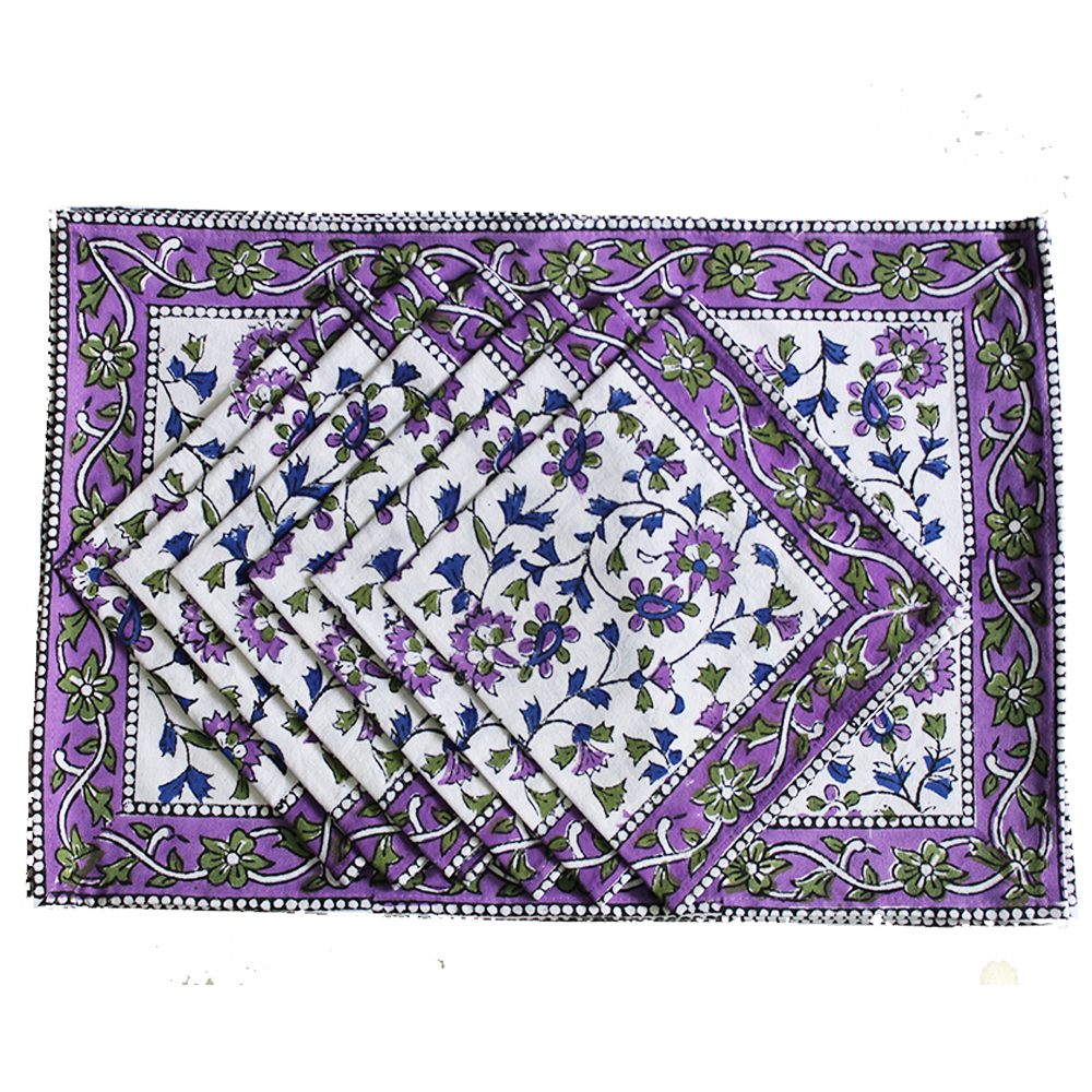 Violet /Green / White Printed Table Mat