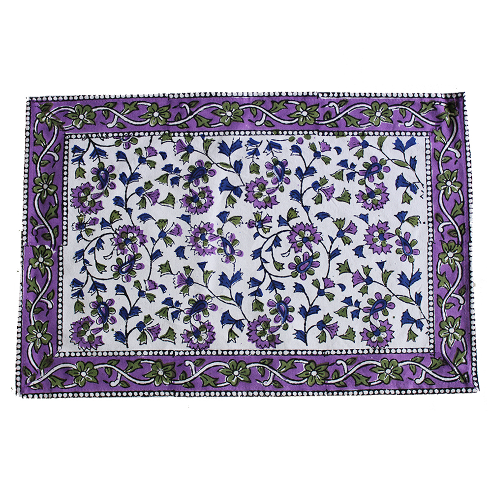 Violet /Green / White Printed Table Mat