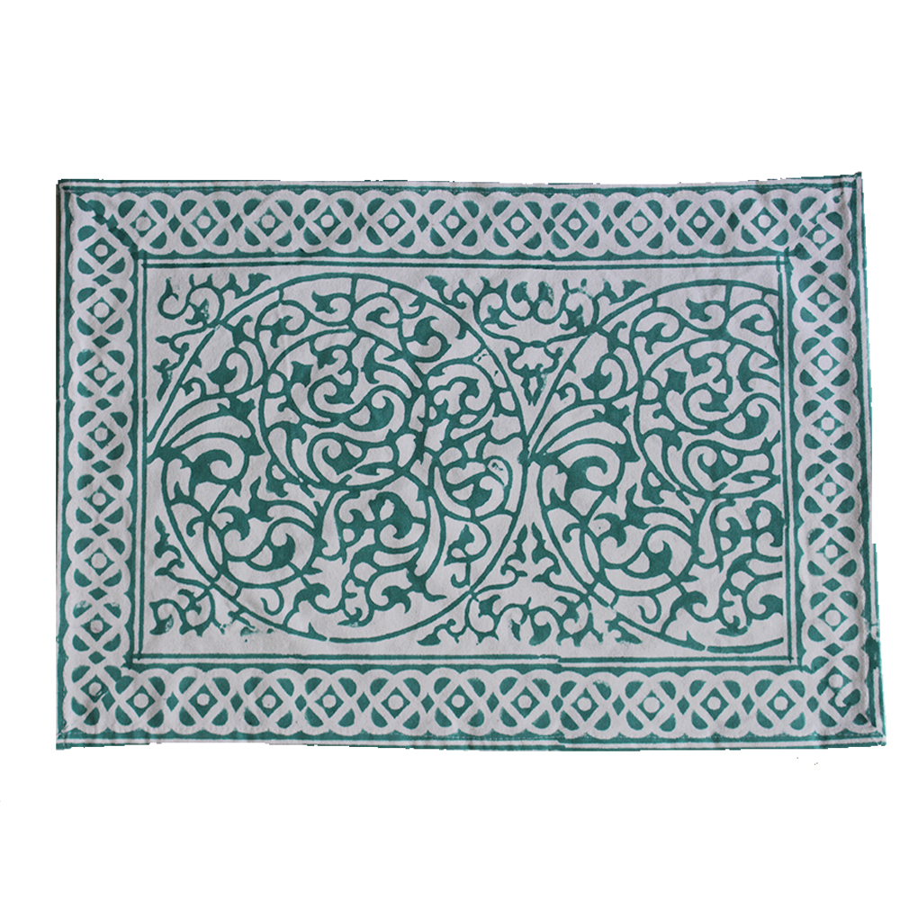 Green / White Dinner Cloth Table Mat Printed