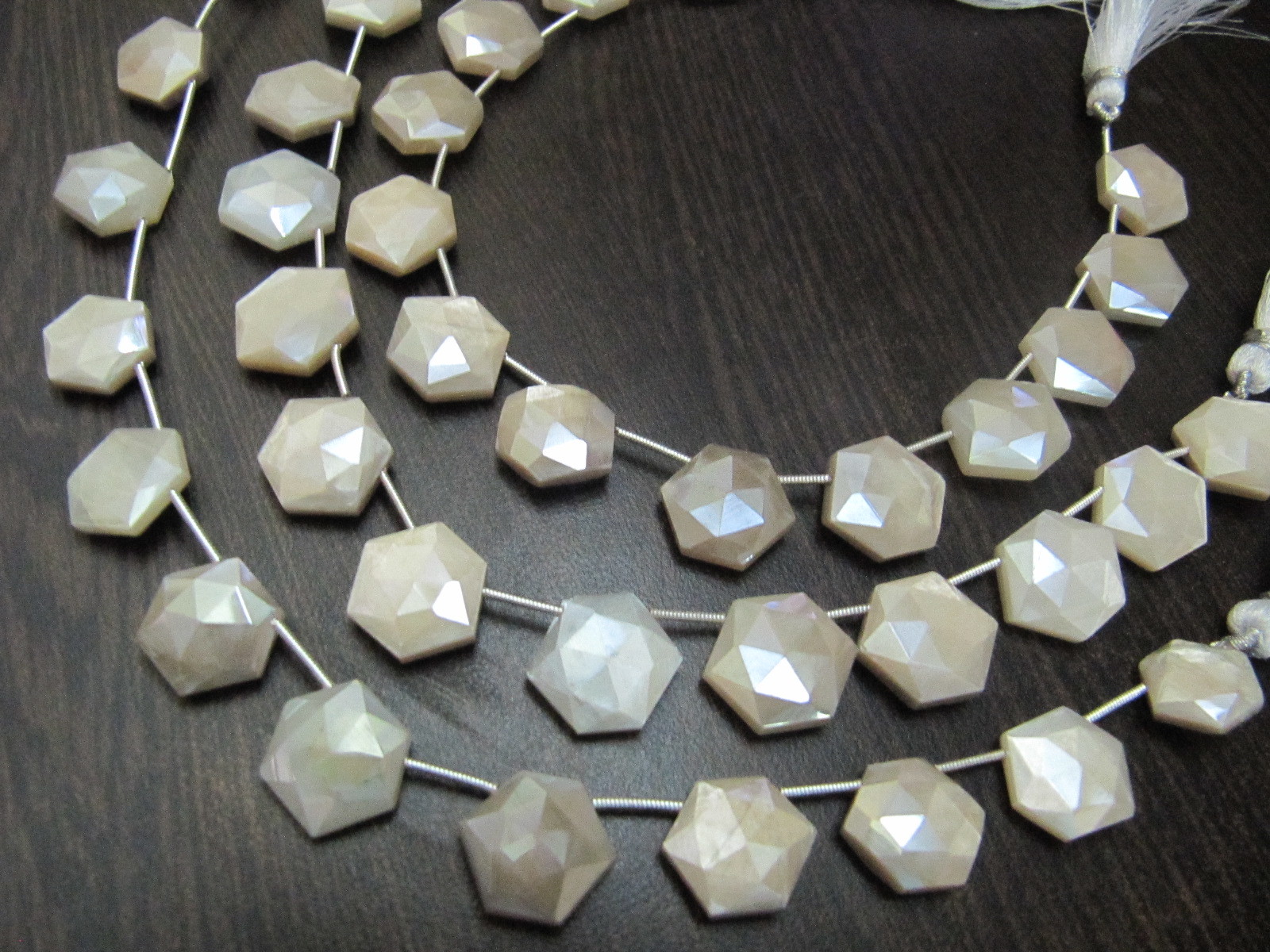 Aaa Top Quality White Moonstone Ab Mystic Coated Hexagon Shape