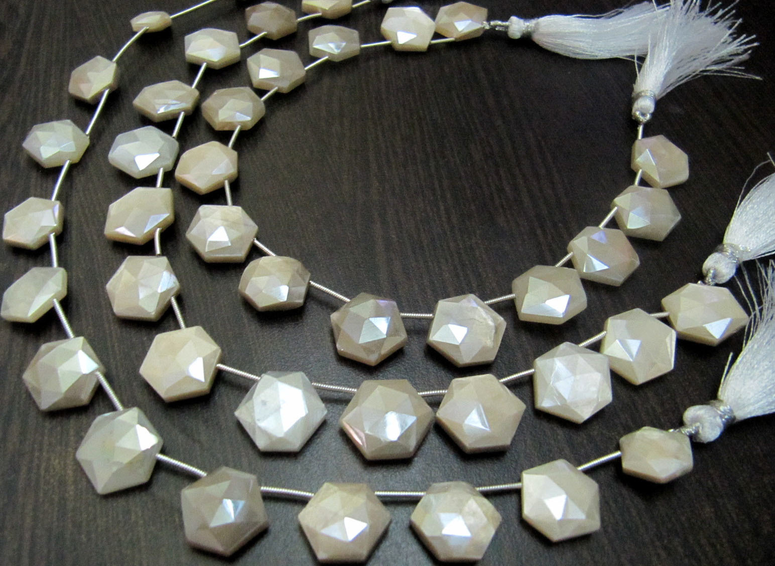 Aaa Top Quality White Moonstone Ab Mystic Coated Hexagon Shape