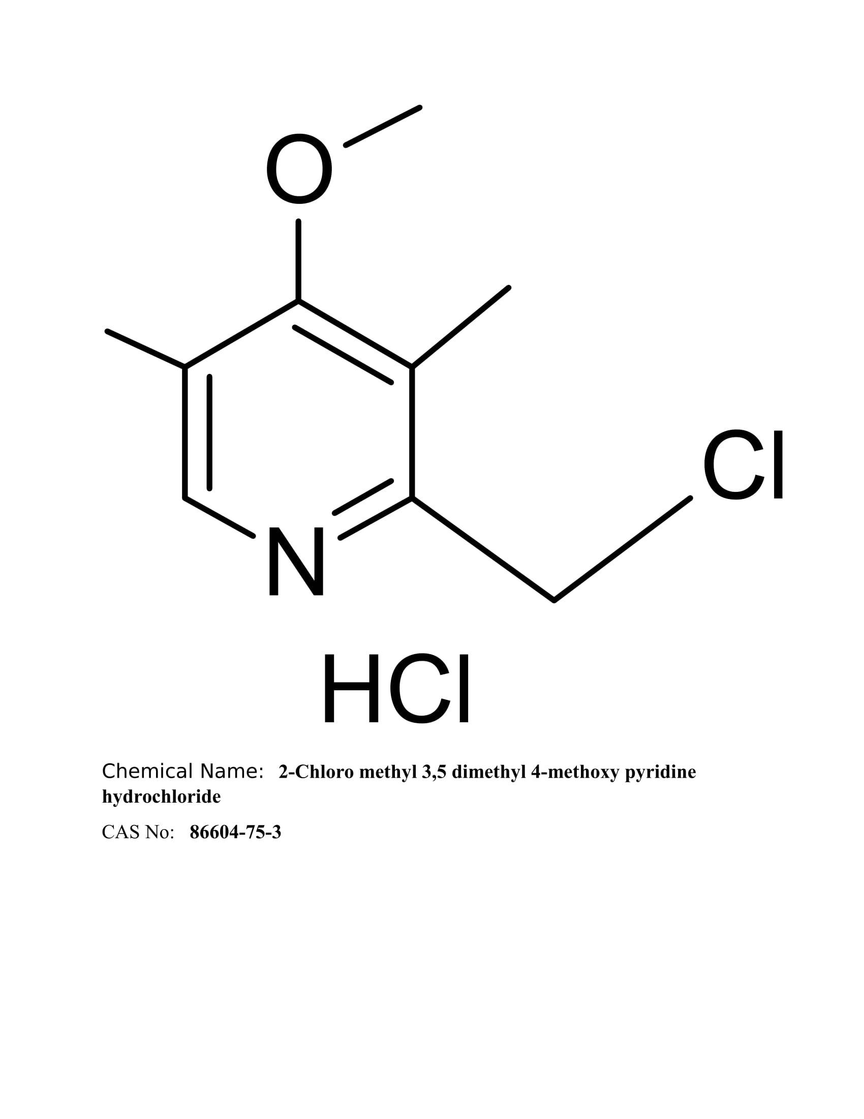 2-chloro Methyl 3,5 Dimethyl 4-methoxy Pyridine Hydrochloride Cas No: 86604-75-3