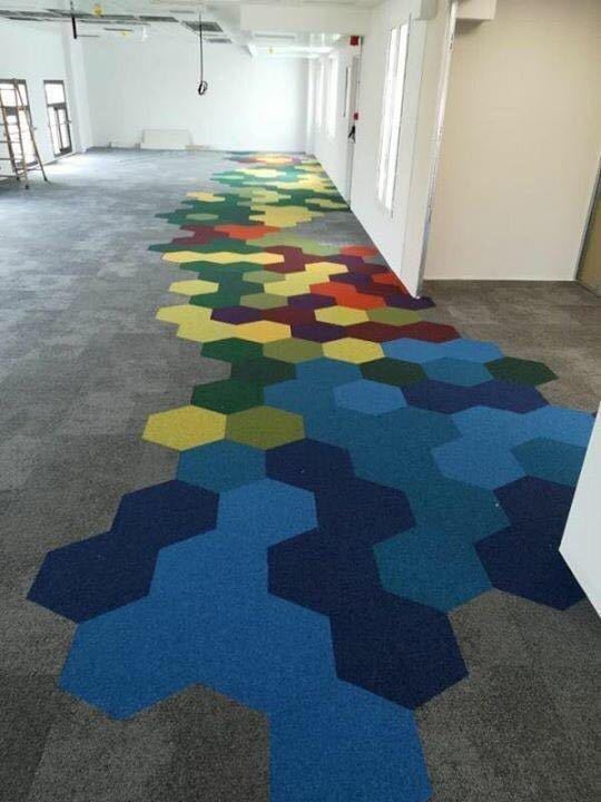 Multi Color Hexagonal Carpet Tiles