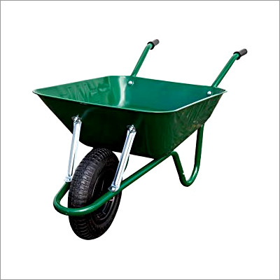 Single Wheel Barrow - Metal Alloy, 36x24x18 inches , Green Color, 10-inch Wheel Size, 6 Cubic Feet Capacity, 35 lbs Weight, Ergonomically Positioned Handles, Weather Resistant Design