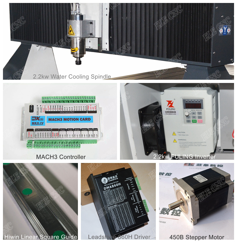 Vacuum Cleaning System 1m*2m High Z Axis Wood Working Cnc Machinery With Pvc Protection T-slot Table