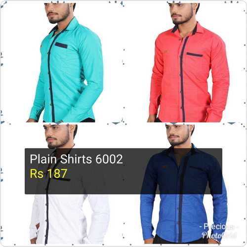 Mens Casual Shirts - Cotton, Sizes L, M, Xl | White, Red, Blue, Green, Black, Brown, Quick Dry, Washable, Full Sleeves, Plain Design