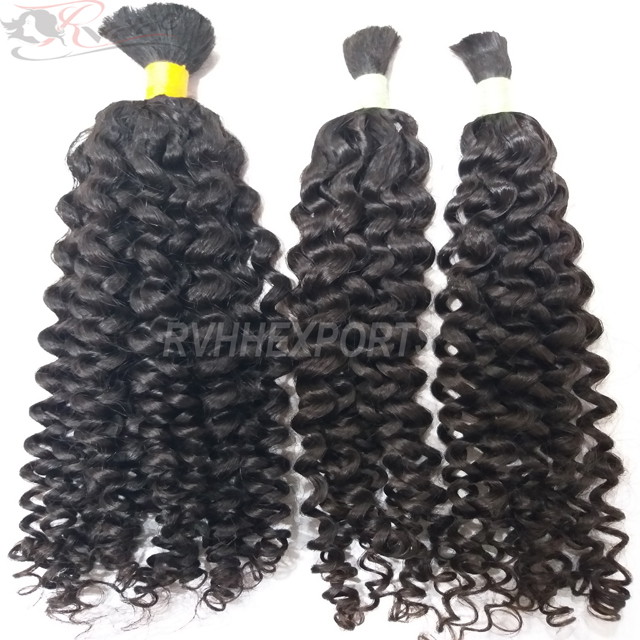 Natural Wholesale Factory Bulk Curly Drawn Wave Indian Human Hair Extension