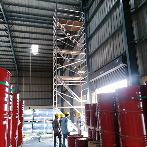 Aluminium Scaffolding Ladder - 10ft to 20ft Height, Load Capacity 500 lbs | Slip-Resistant, Anti-Corrosive, Guardrails and Handrails