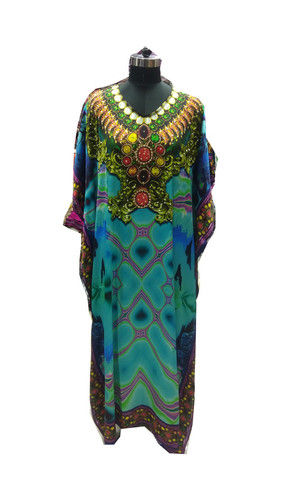 Mix-assorted Ladies Satin Digital Print Kaftan