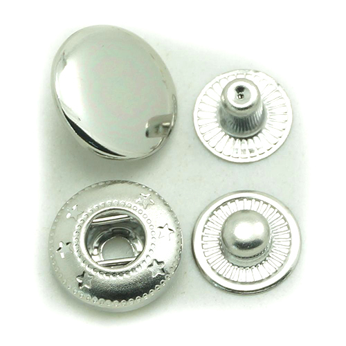 Spring Snap Button - Zinc Alloy, Size Options 12mm to 17mm | Silver Finish, Round Spring Socket, Nickel Free Nickel